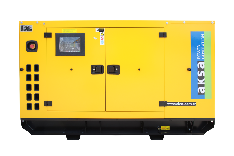 Vorderansicht des AKSA APD55C Generators mit schallgedämmtem Gehäuse