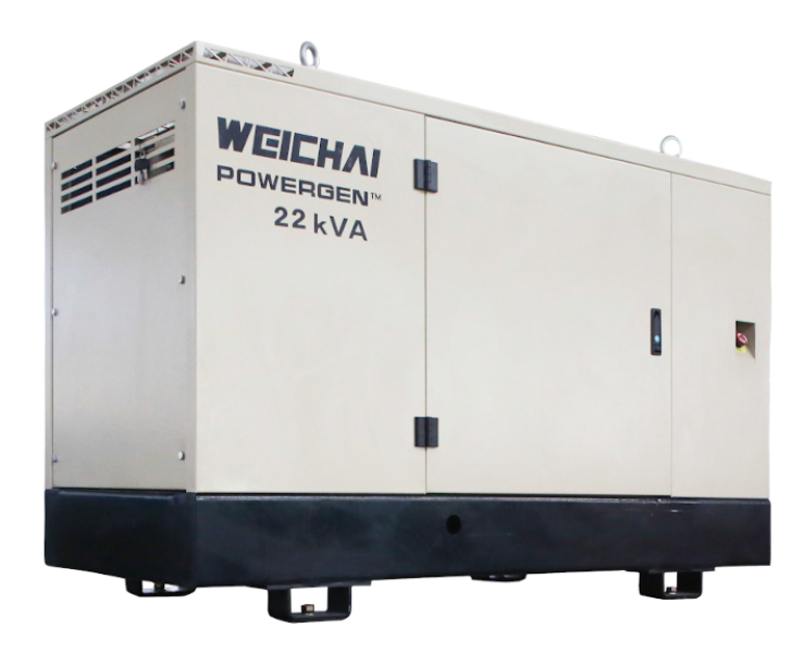 Front view of the Weichai Powergen 22 kVA generator